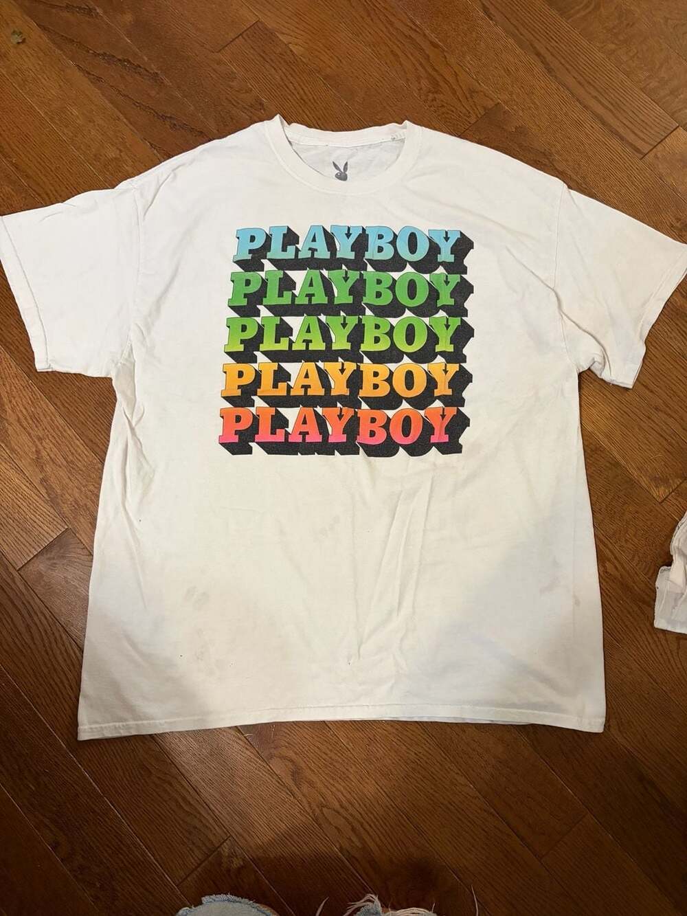 Playboy Color Bars T-Shirt White Size L
